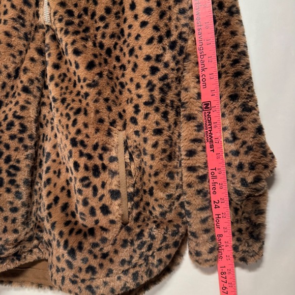 Abercrombie & Fitch A&F Leopard Faux Fur 1/4 Zip Pullover Mob Wife Jacket Large - Picture 5 of 7